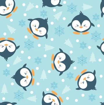 Cute penguin seamless pattern Stock Illustration