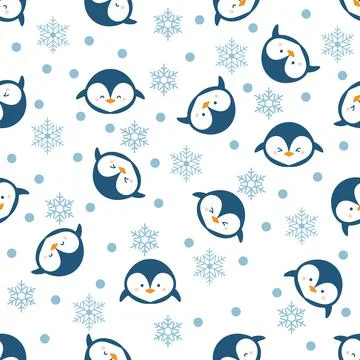 Cute penguin seamless pattern Stock Illustration