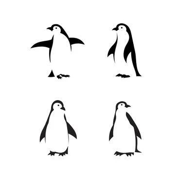 Cute penguin silhouette vector Stock Illustration