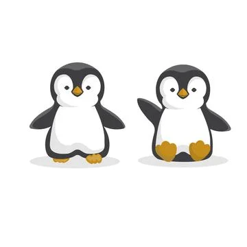 Cute penguin silhouette vector Stock Illustration
