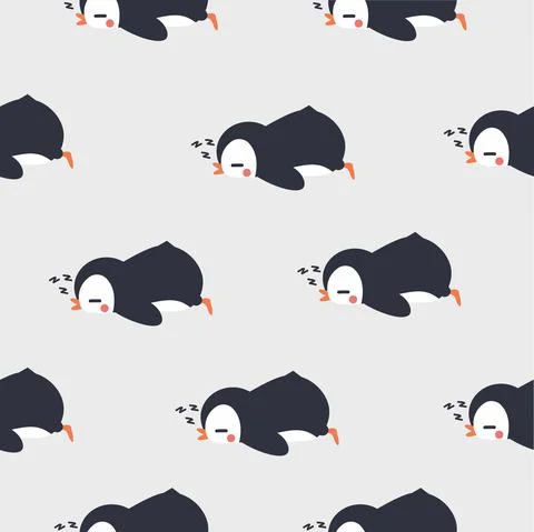 Cute penguin sleeping  seamless pattern background 库存插图