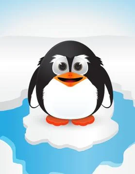 Cute penguin on snow Stock Illustration