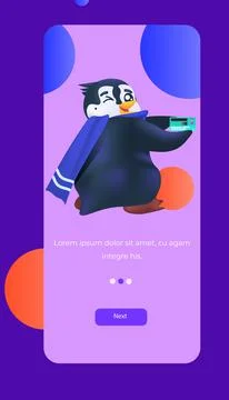 Cute penguin using credit card holiday shopping payment money transaction Stock Illustration