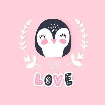 Cute Penguin vector illustration. Funny Cartoon animal. Stock Illustration