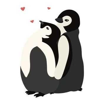 Cute penguins in flat style. Vector illustration Stock Illustration