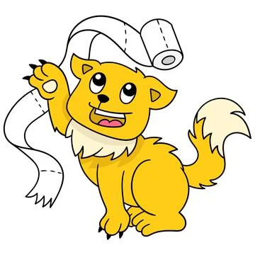 Cute pet cat playing with tissue. doodle icon image kawaii Illustration