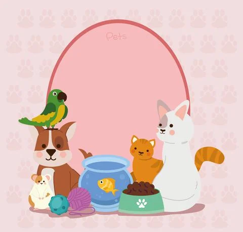 Cute pets animals Stock Illustration