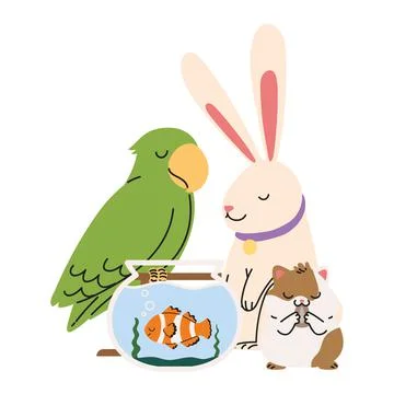Cute pets animals Stock Illustration