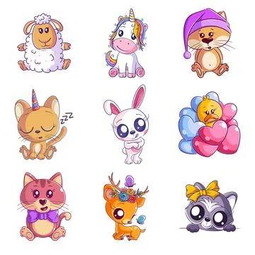 Cute pets, hand drawn style set Stock Illustration