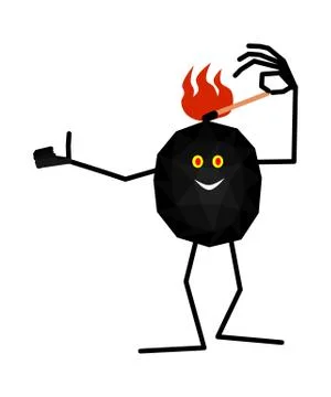 Cute piece of coal will ignite itself Stock Illustration