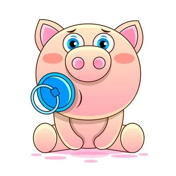 Cute pig cartoon Vector Sign for print, in comics, Fashion, pop Stock-Illustration
