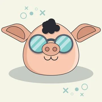 Cute pig face cartoon vector illustration Stock Illustration