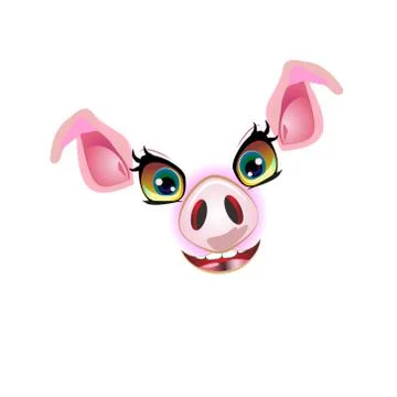 Cute pig face, muzzle vector illustration. For decorated and styling design i Stock Illustration