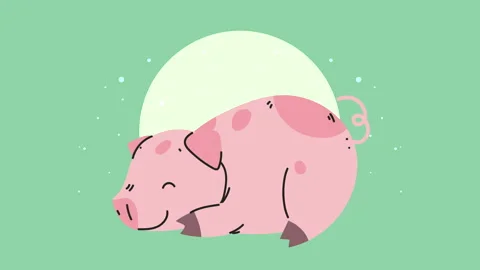 Cute pig mascot sleeping animation Stock Footage