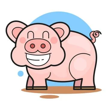Cute Pig In The Mud Smiling Vector Stock Illustration