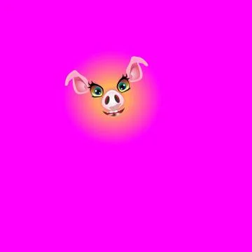 Cute pig muzzle, illustration cheerful. Funny pig vector Stock Illustration