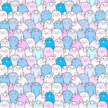 Cute pig seamless pattern background. Vector illustrations for gift wrap desi Stock Illustration