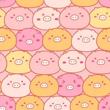 Cute pig seamless pattern background. Vector illustration. Stock Illustration