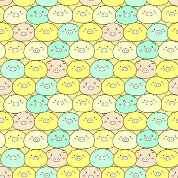 Cute pig seamless pattern background. Vector illustration. Stock Illustration