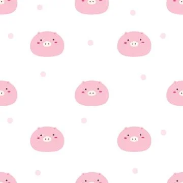 Cute pig seamless pattern background. Vector illustration. Stock Illustration