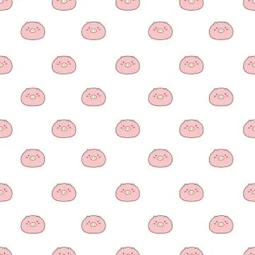 Cute pig seamless pattern background. Vector illustration. Stock Illustration