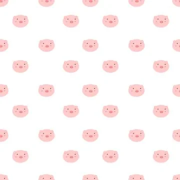 Cute pig seamless pattern background. Vector illustration. Stock Illustration