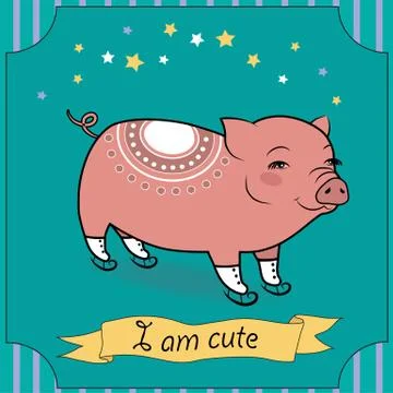 Cute Pig with skates Stock-Illustration