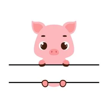 Cute pig split monogram. Funny cartoon character for shirt, scrapbooking, g.. Stock Illustration