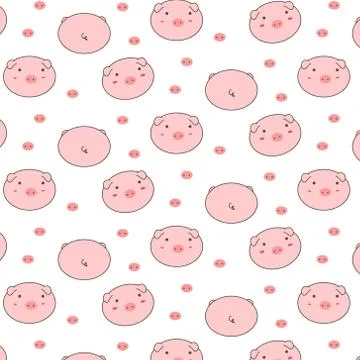 Cute Pig Vector Pattern Background. Fun Doodle. Handmade Vector Illustration. Stock Illustration