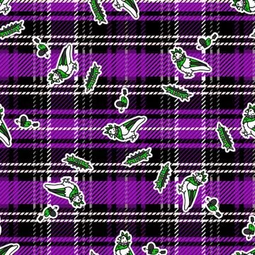 Cute pigeon on plaid background vector pattern. Grungy alternative checkered Stock Illustration