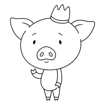 Cute piggy in crown. Stock Illustration