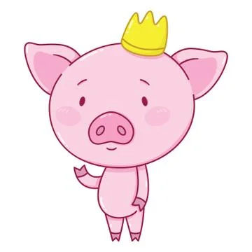 Cute piggy in crown. Stock Illustration