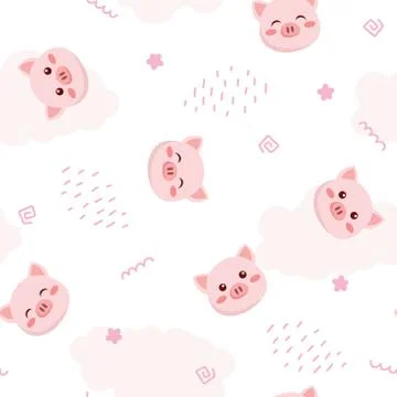 Cute piggy seamless pattern Stock Illustration