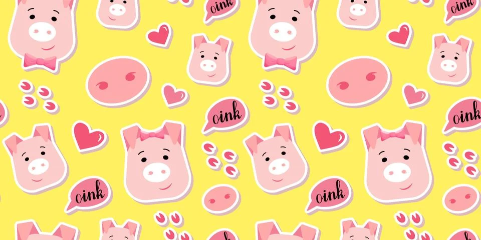 Cute piglet vector seamless pattern Stock Illustration