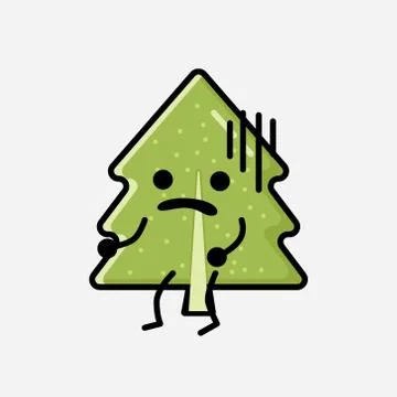 Cute Pine Tree Mascot Vector Character in Flat Design Style Stock Illustration