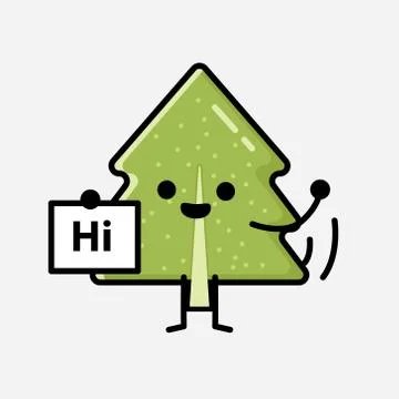Cute Pine Tree Mascot Vector Character in Flat Design Style 스톡 일러스트