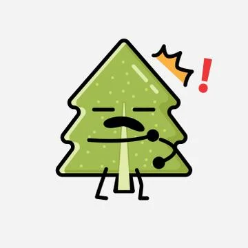 Cute Pine Tree Mascot Vector Character in Flat Design Style Stock Illustration