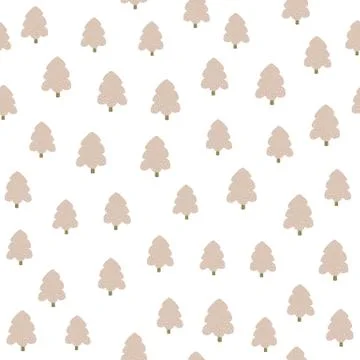 Cute pine tree seamless pattern on white background. Christmas tree. New year Stock Illustration