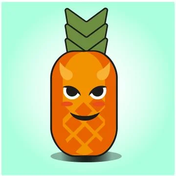 Cute Pineapple cartoon mascot gradient background character vector design Stock Illustration