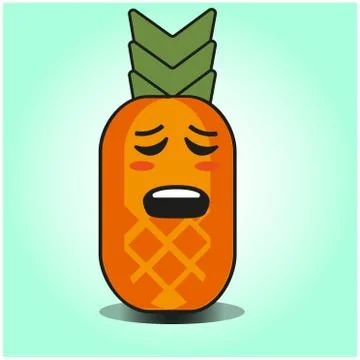 Cute Pineapple cartoon mascot gradient background character vector design Stock Illustration