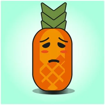 Cute Pineapple cartoon mascot gradient background character vector design Stock Illustration