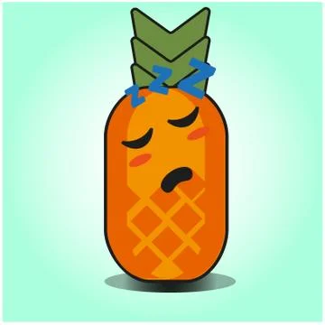 Cute Pineapple cartoon mascot gradient background character vector design Stock Illustration