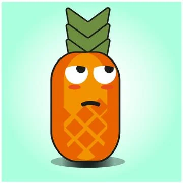 Cute Pineapple cartoon mascot gradient background character vector design Illustrazione stock