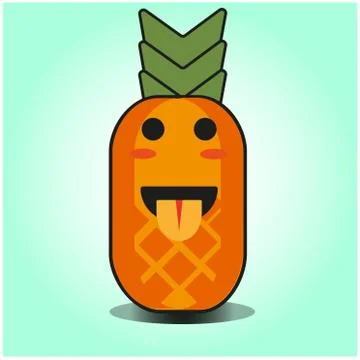 Cute Pineapple cartoon mascot gradient background character vector design Stock Illustration