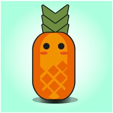 Cute Pineapple cartoon mascot gradient background character vector design Stock Illustration
