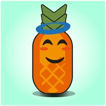 Cute Pineapple cartoon mascot gradient background character vector design Illustrazione stock