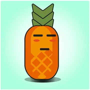 Cute Pineapple cartoon mascot gradient background character vector design Stock Illustration