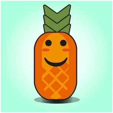 Cute Pineapple cartoon mascot gradient background character vector design Stock Illustration