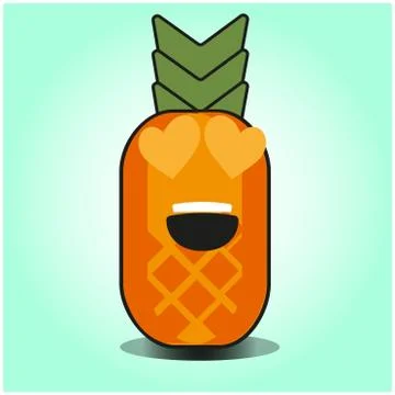 Cute Pineapple cartoon mascot gradient background character vector design Stock-Illustration