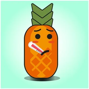 Cute Pineapple cartoon mascot gradient background character vector design Stock Illustration